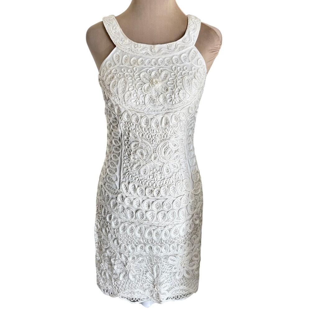 Vintage Y2K Sue Wong Nocturne Satin Lace Soutache Dress